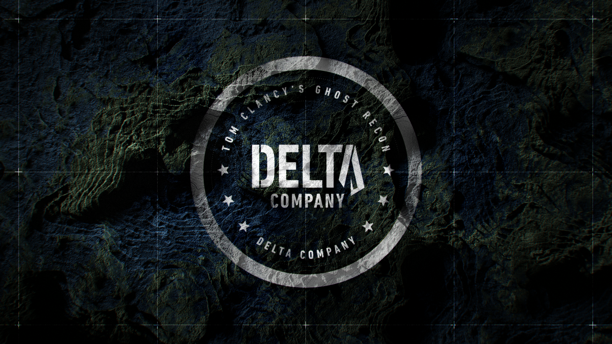 Delta Company badge on a Ghost Recon Breakpoint backdrop. The brand mark Laura designed for a first-of-its-kind community advocacy program at Ubisoft, pioneering for AAA titles.