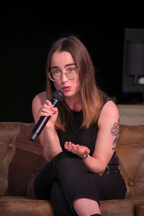 Laura Cordrey speaking at Ubisoft XP 2019